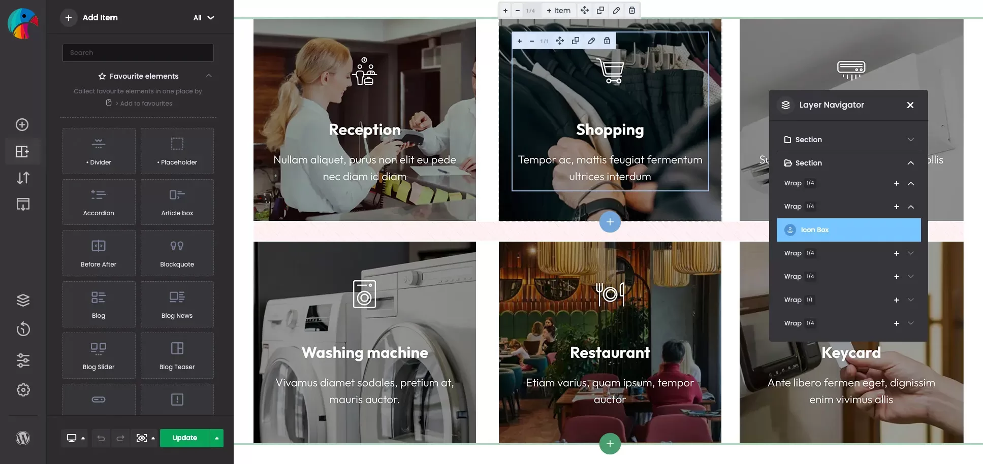 Website builder before changes